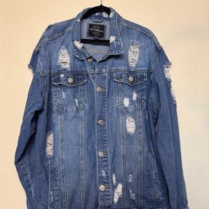 Men's Distressed Blue Denim Jacket